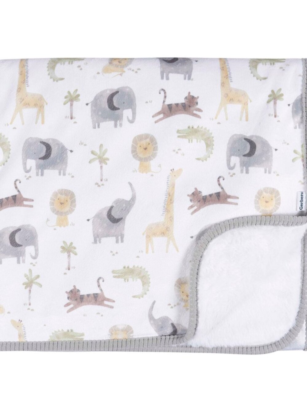 Gerber Baby Plush Animals Blanket Grey Zoo Safari Jungle New With Tags